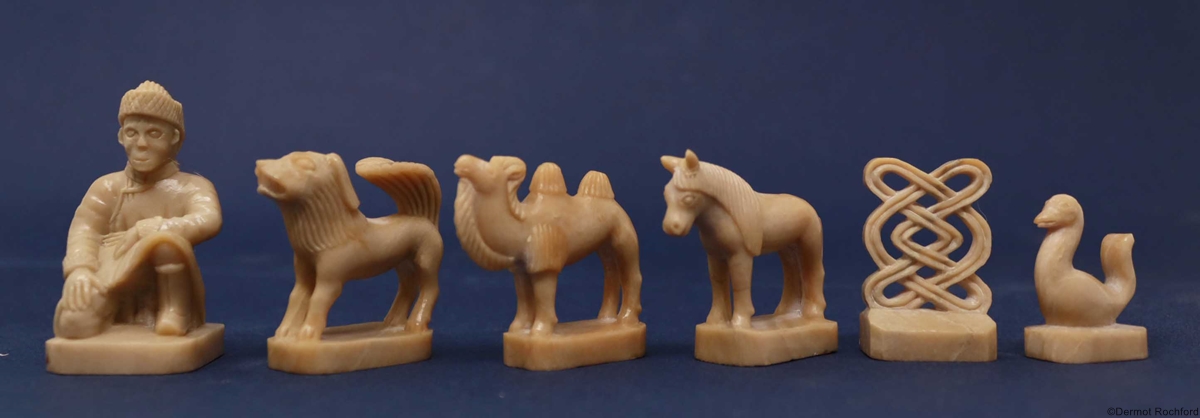  Vintage Mongolian Stone Chess Set