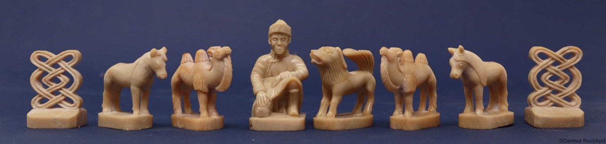  Vintage Mongolian Stone Chess Set