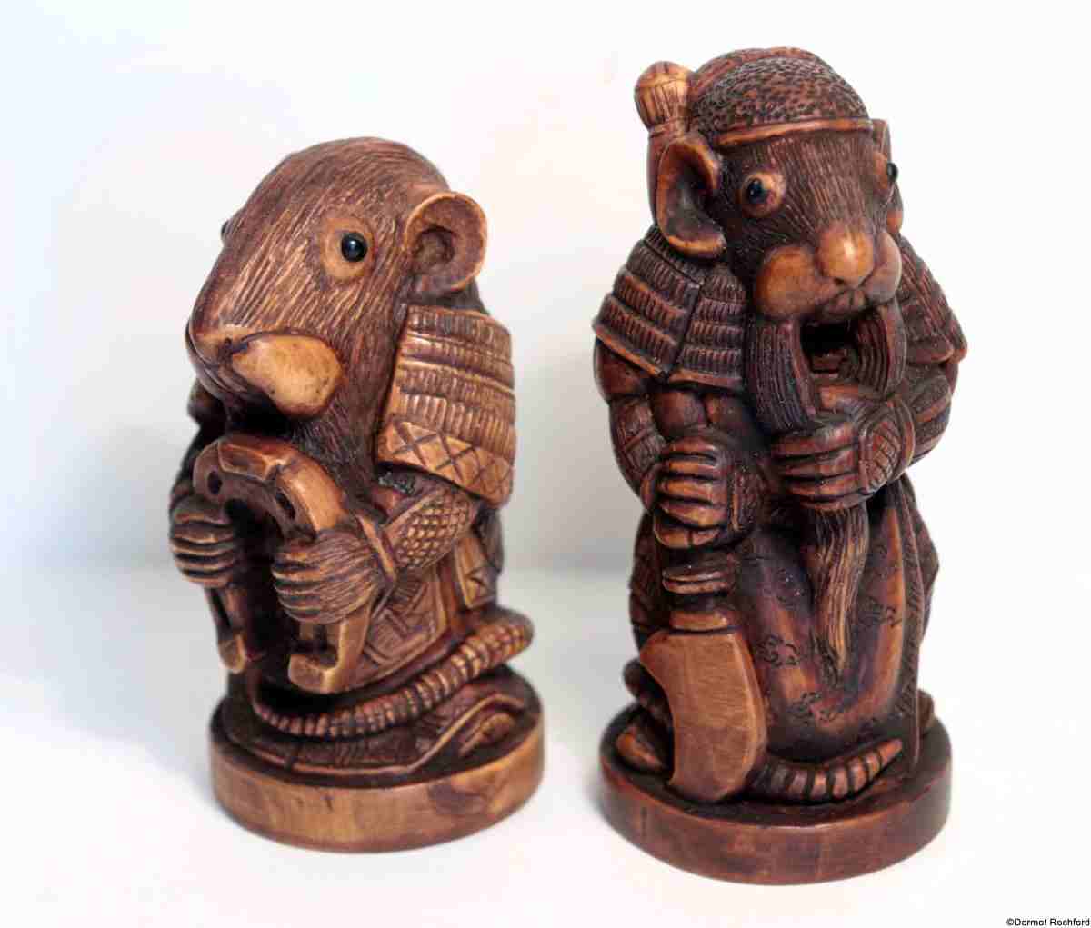 Fine Carved Netsuke Rat Chess Set