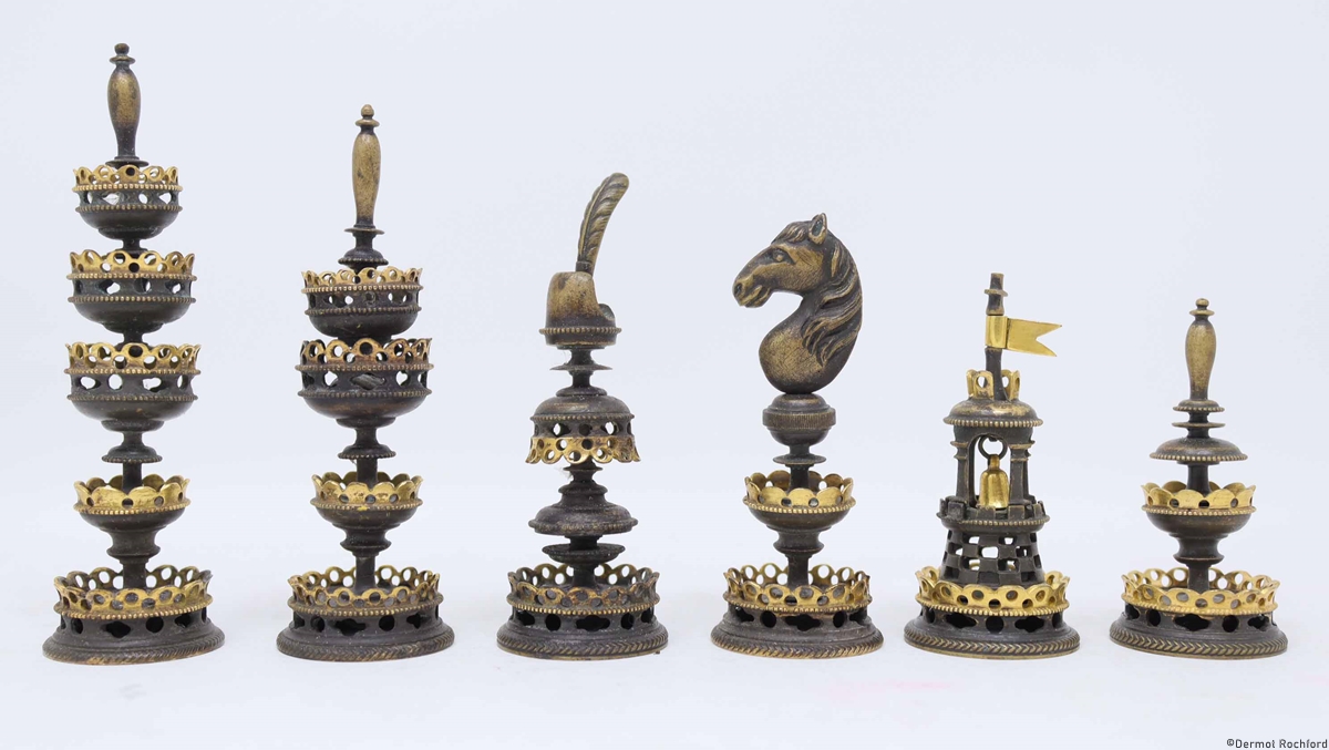 Antique Metal Selenus Chess Set