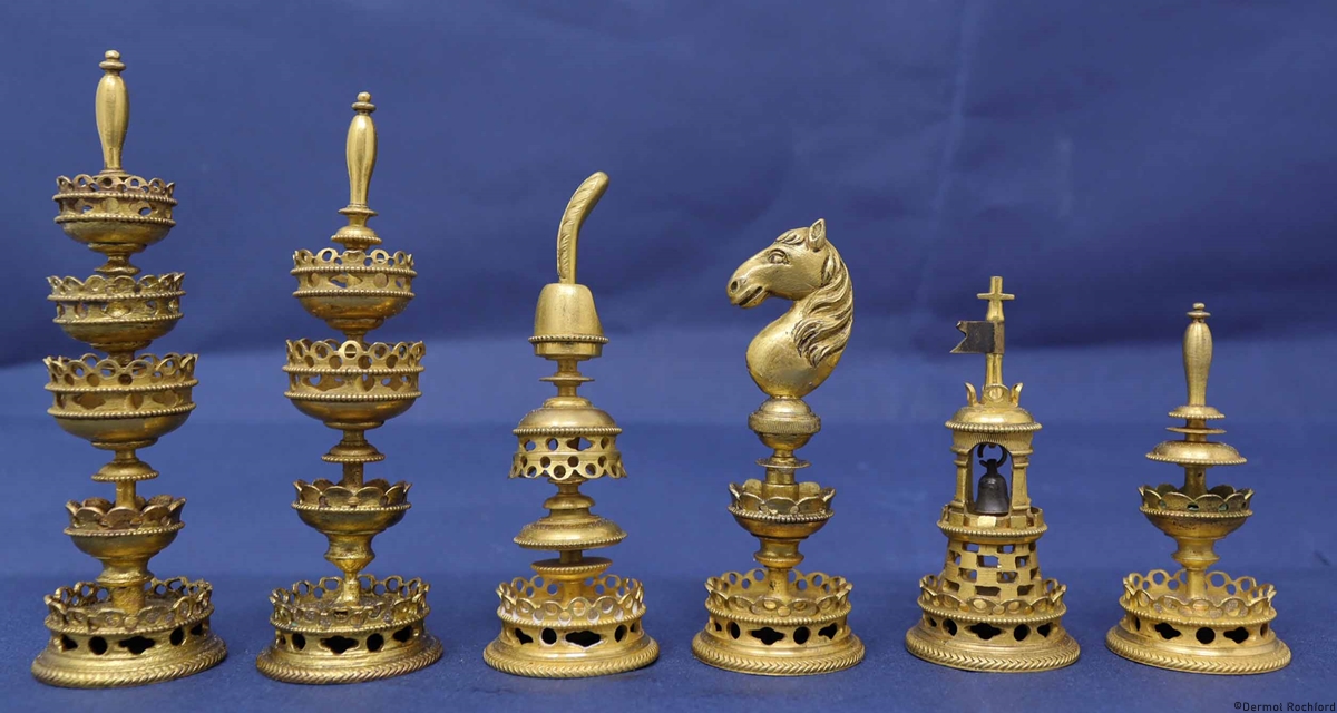 Antique Metal Selenus Chess Set