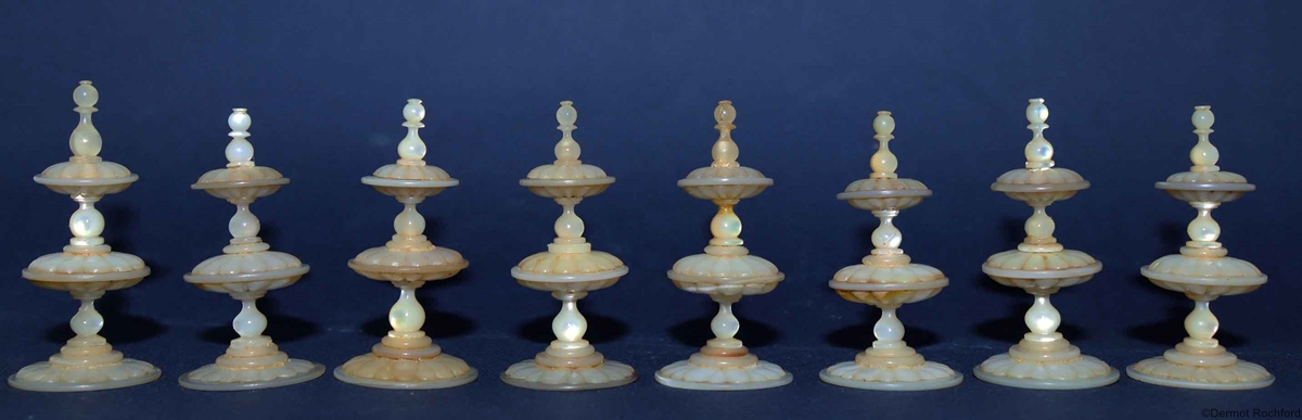 Antique German Edel MOP and Abalone Chess Set