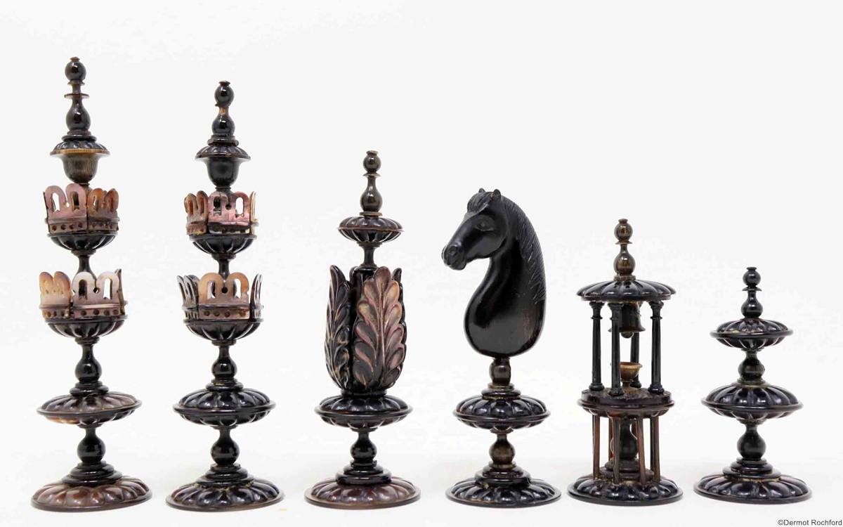 Antique German Edel MOP and Abalone Chess Set