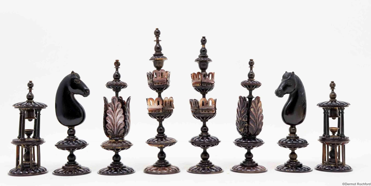 Antique German Edel MOP and Abalone Chess Set