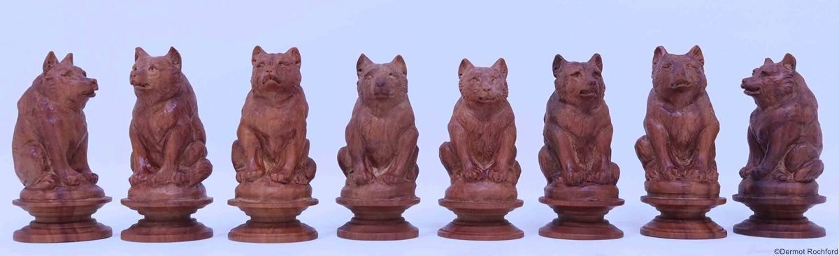 Antique carved eagle Chess Set