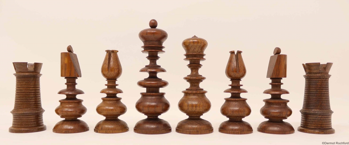 Antique unique oak Chess Set
