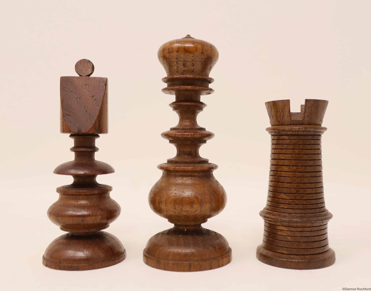 Antique unique oak Chess Set