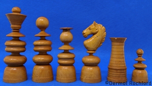 Large Rare French 'St. George' inspired form Chess Set
